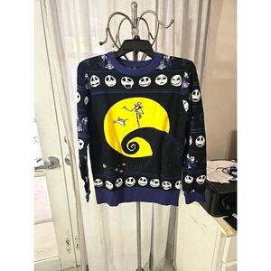 DISNEY NIGHTMARE BEFORE CHRISTMAS SWEATER UGLY FAIR ISLE PURPLE YELLO PULLOVER S